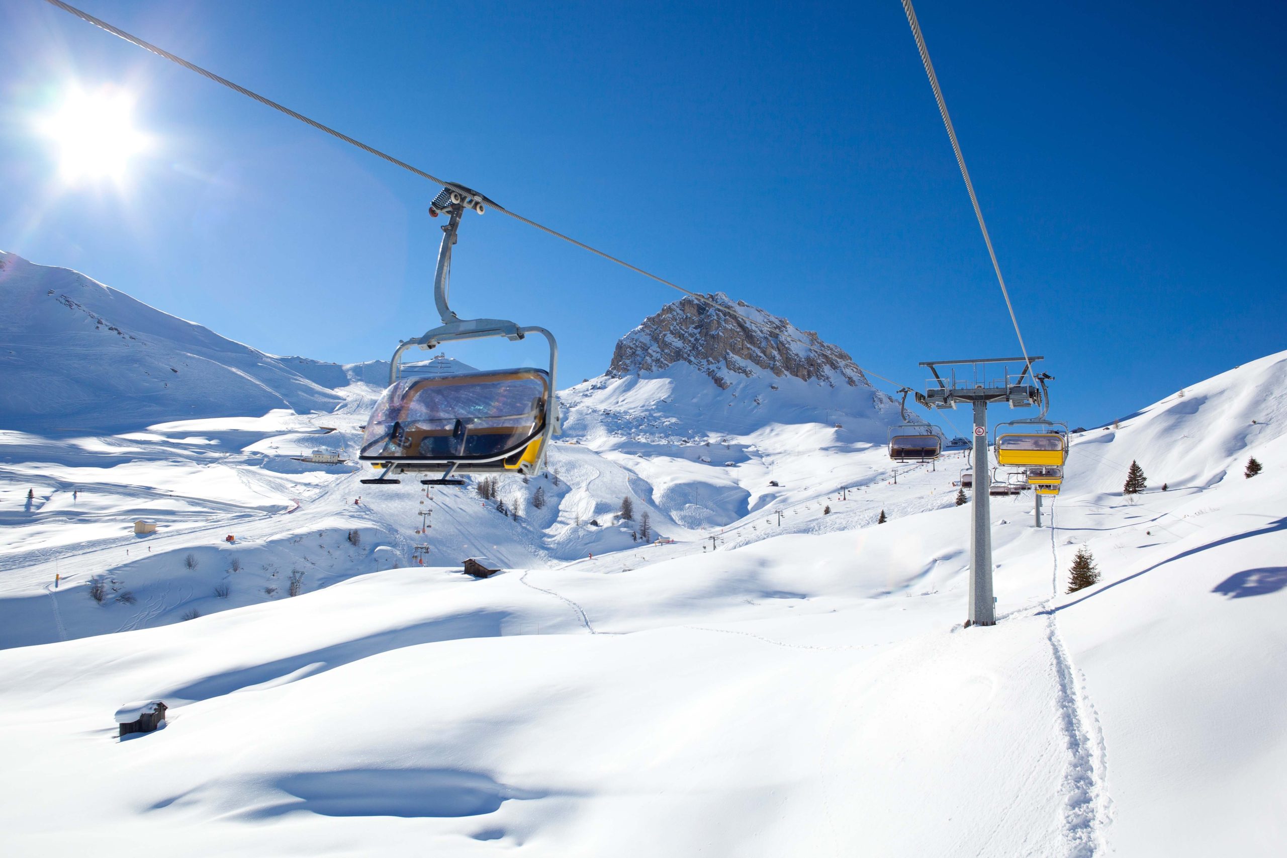 Ski lift in wonderful winter landscape