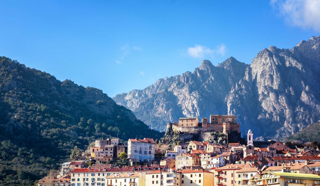 Corte, a beautiful city in the mountains on the island of Corsica
