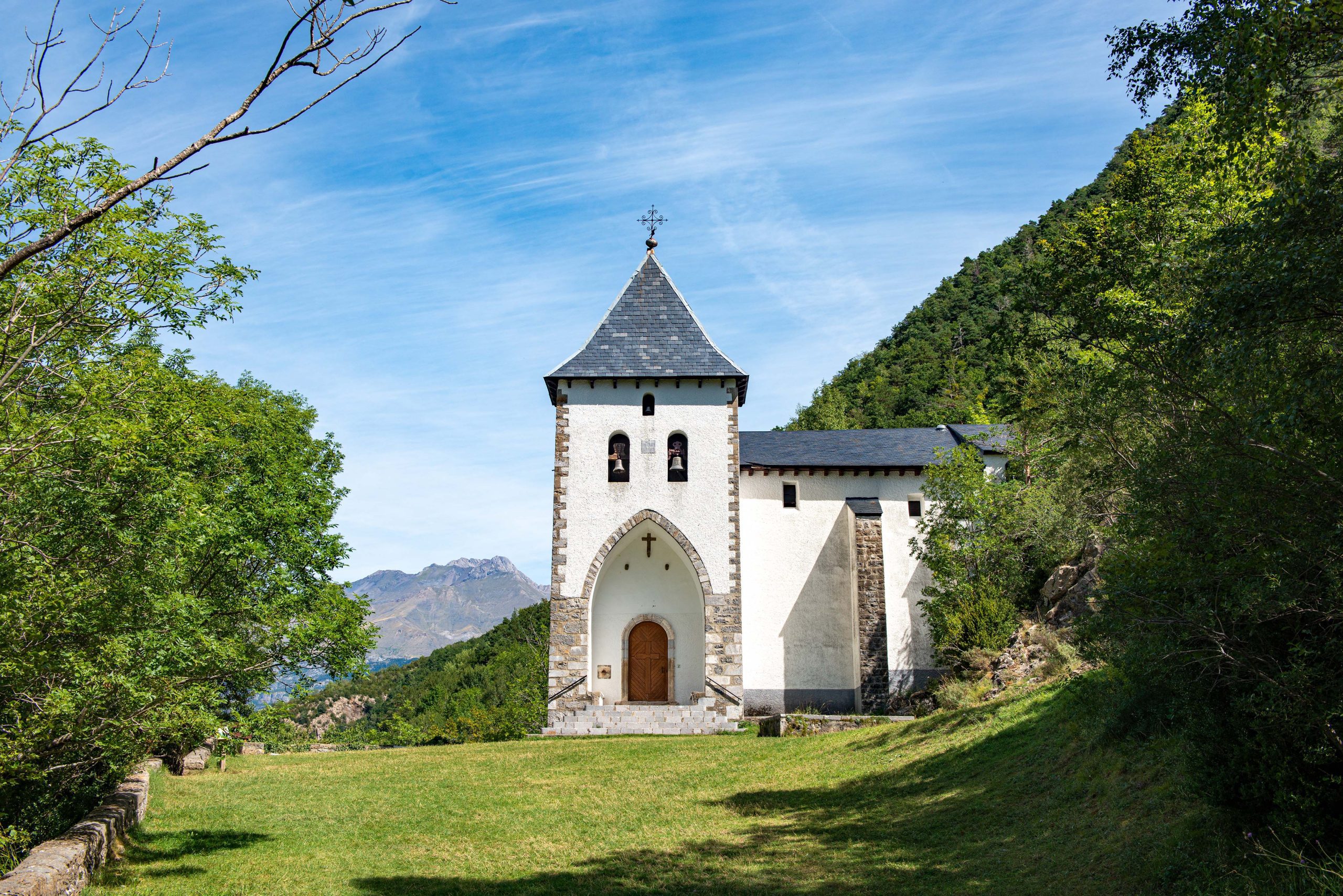 Santa Elena Hermitage, Biescas in Tena Valley, Pyrenees, Huesca Province, Aragon, Spain