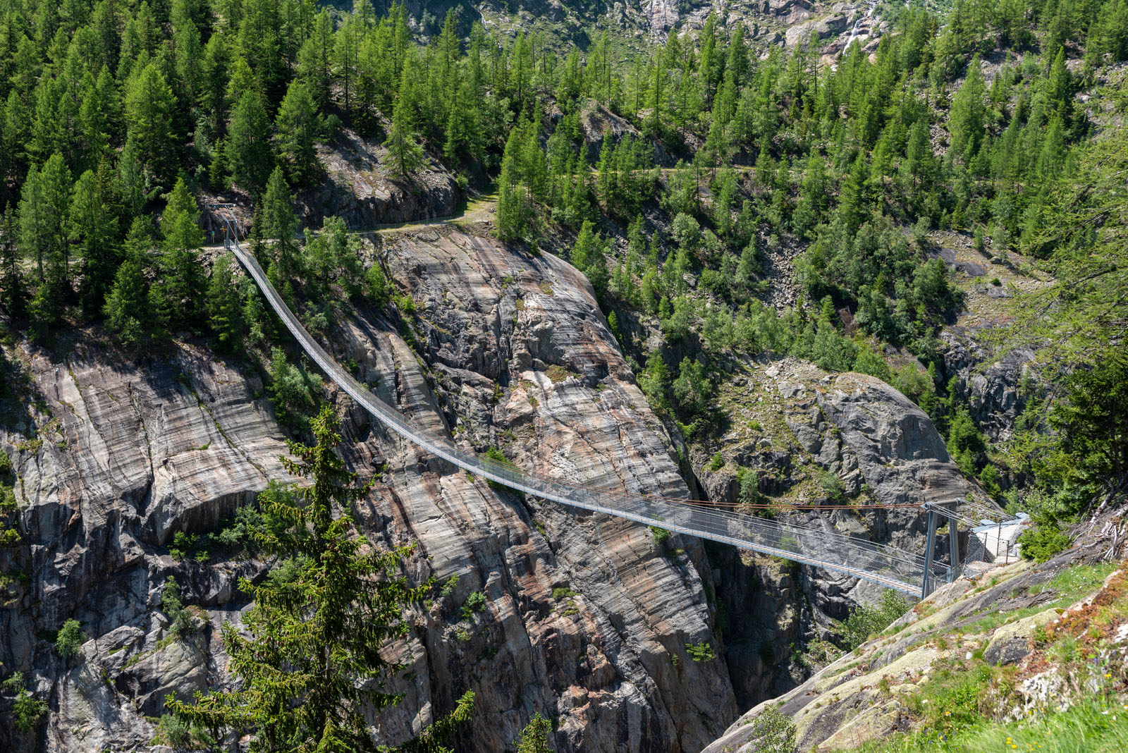 Aspi-Titter suspension bridge between Bellwald and Fieschertal