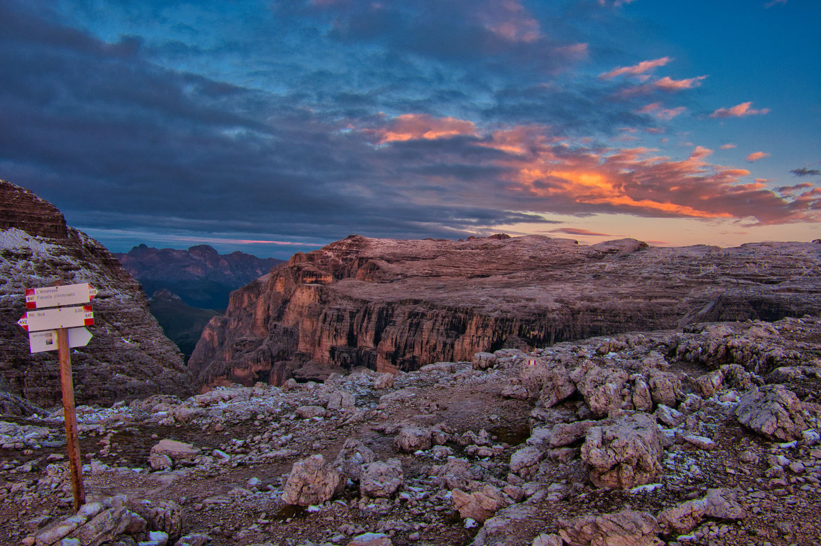 Sunset at Rifugio Boè, Alta Via 2, Dolomites, Italy