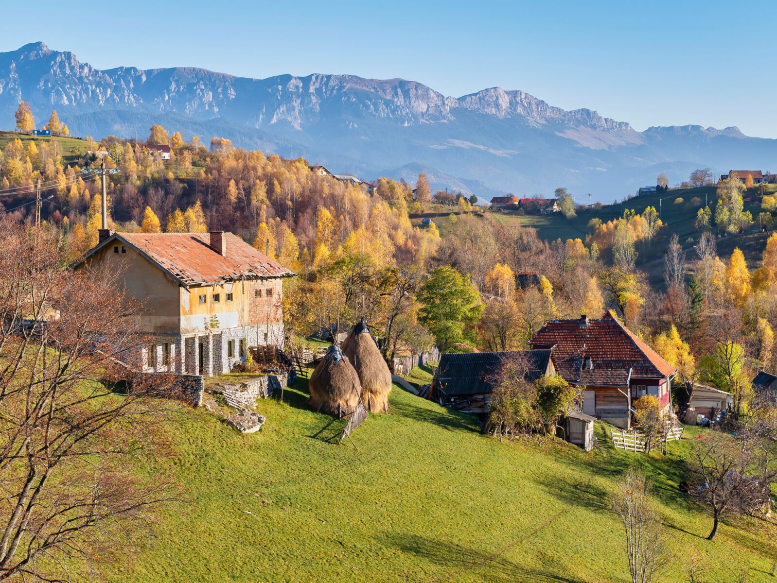 Beautiful rustic landscape in Magura village,Romania, with tradi